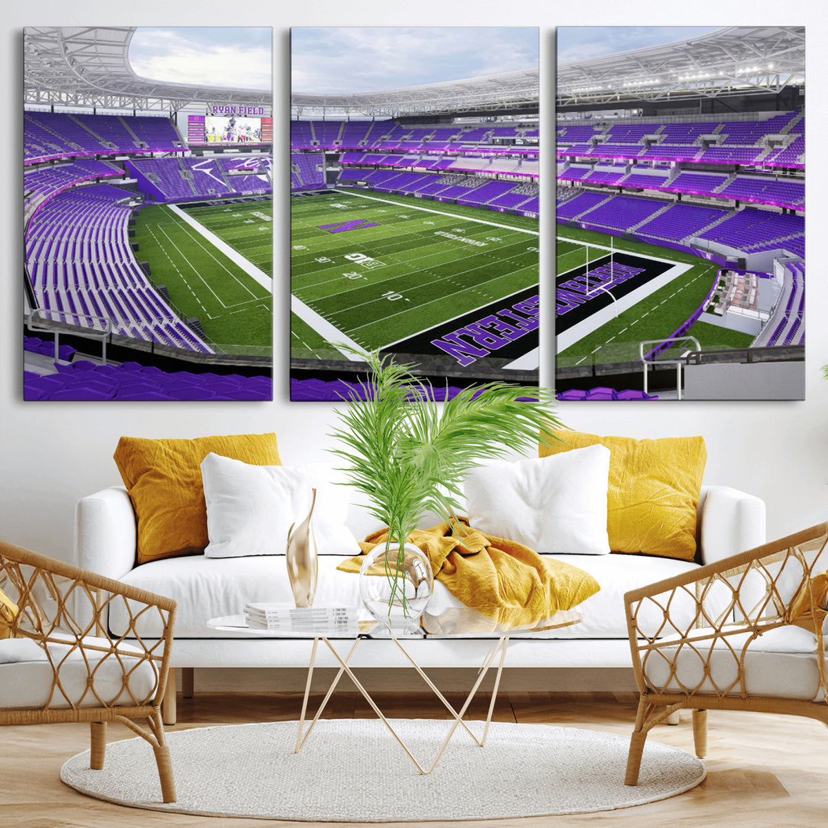 49190-MGV-CV-36X24 - Northwestern University Wildcats Football Team Print - Evanston Ryan Field Wall Art Canvas Print