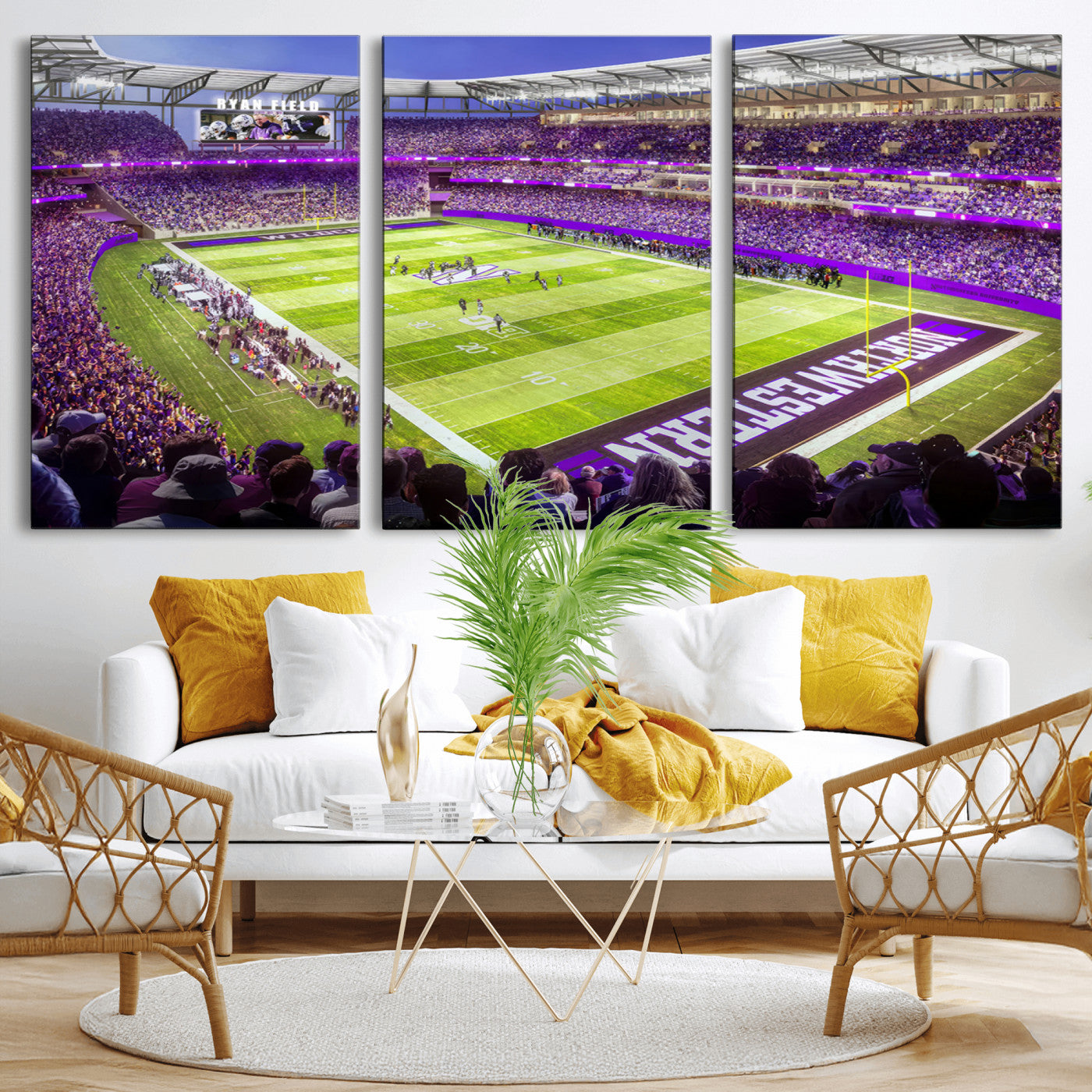 MGV-CV-60X30-3P - Northwestern University Wildcats Football Team Print - Evanston Ryan Field Wall Art Canvas Print