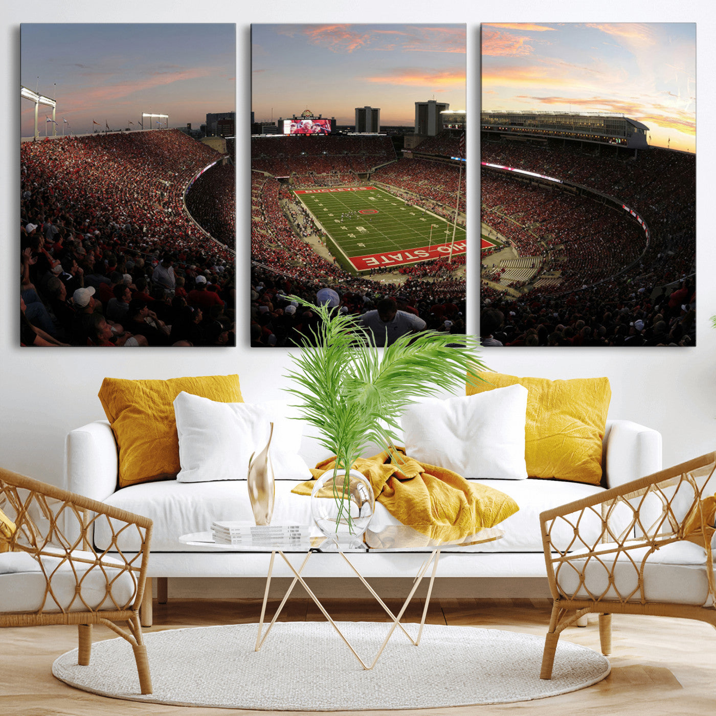 MGV-CV-60X30-3P - Ohio State University Buckeyes Football Team Print - Columbus Ohio Stadium Wall Art Canvas Print