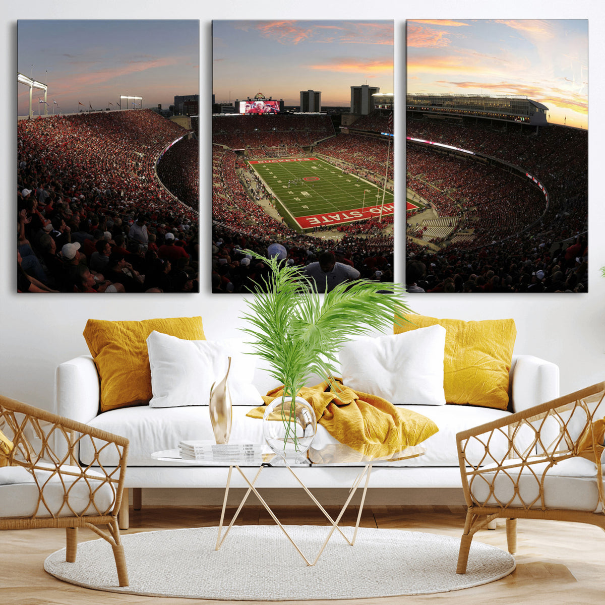 28825-PAN-FL-20X10 - Ohio State University Buckeyes Football Team Print - Columbus Ohio Stadium Wall Art Canvas Print