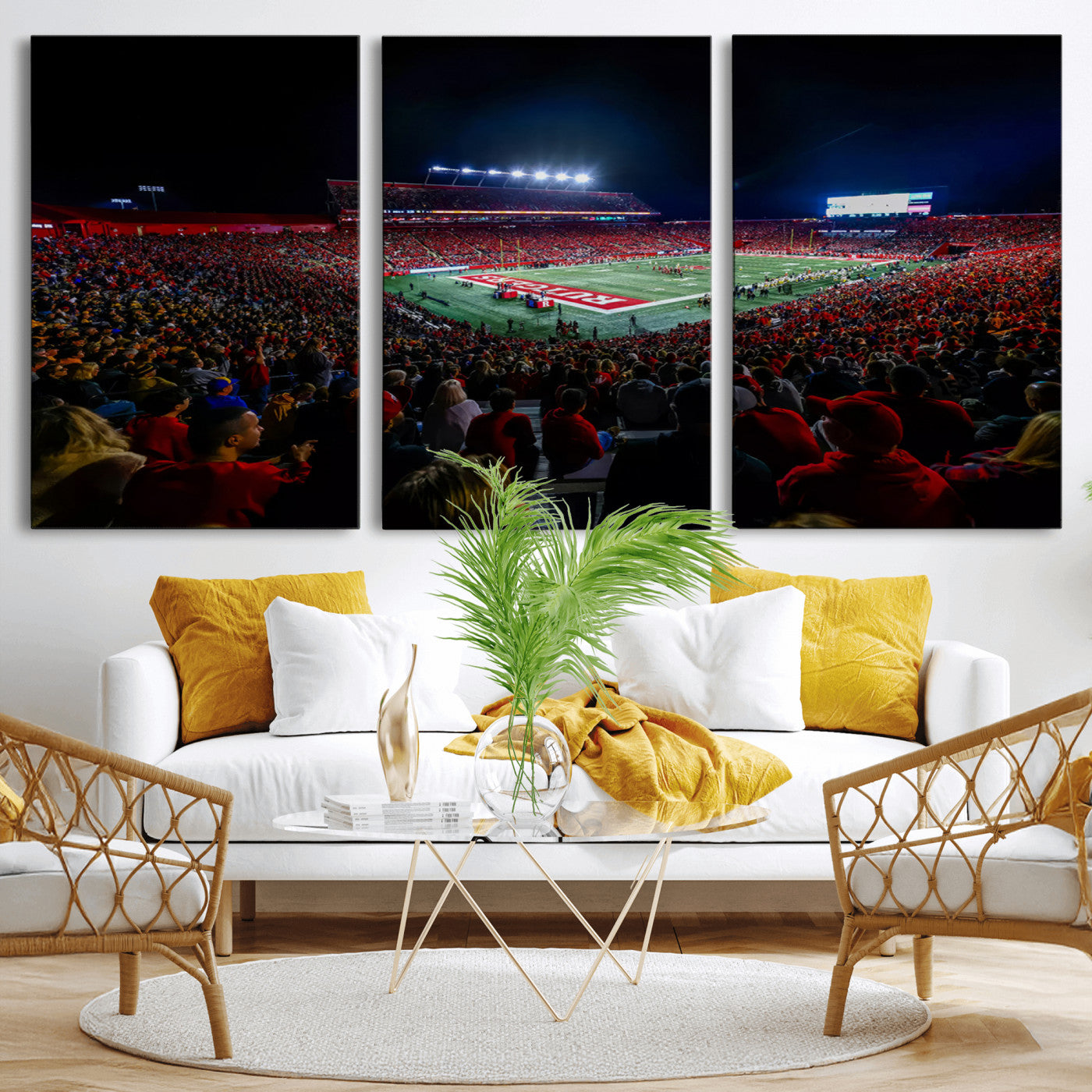 MGV-CV-60X30-3P - Rutgers Scarlet Knights Football Team Print - SHI Stadium, Piscataway Wall Art Canvas Print