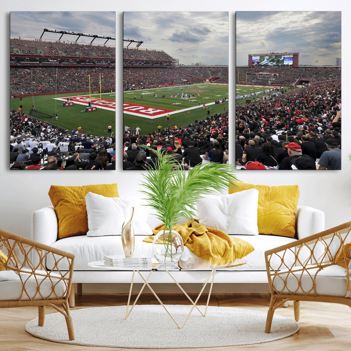 MGV-CV-60X30-3P - Rutgers Scarlet Knights Football Team Print - SHI Stadium, Piscataway Wall Art Canvas Print