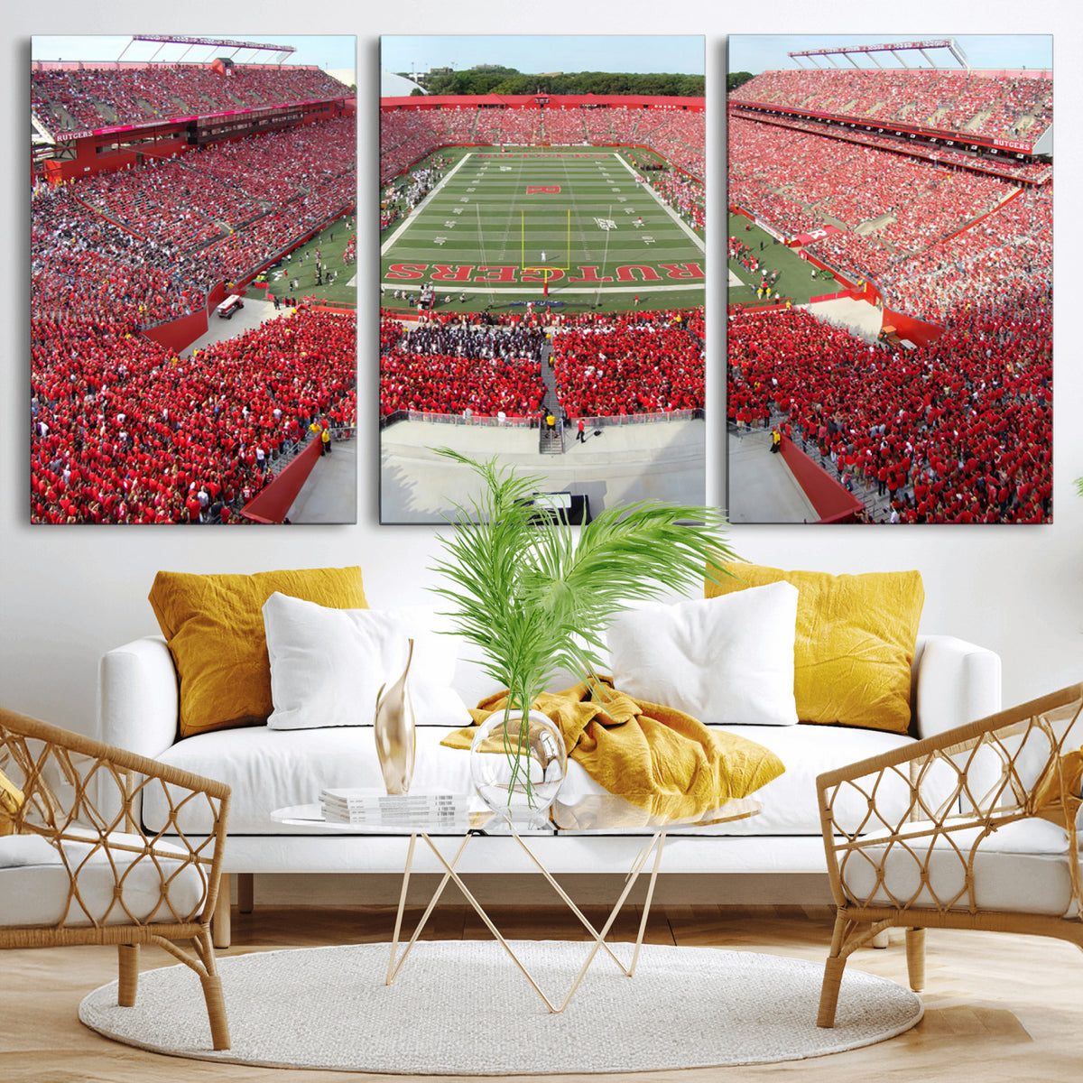 90818-PAN-FL-20X10 - Rutgers Scarlet Knights Football Team Print - Piscataway SHI Stadium Wall Art Canvas Print