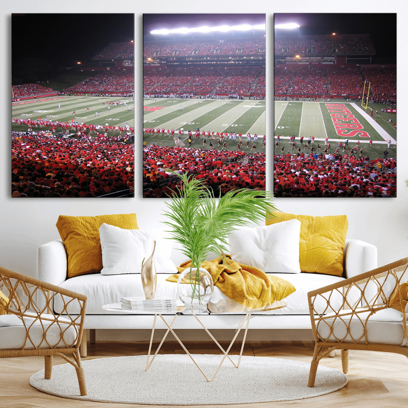MGV-CV-60X30-3P - Rutgers University Scarlet Knights Football Team Print - Piscataway SHI Stadium Wall Art Canvas