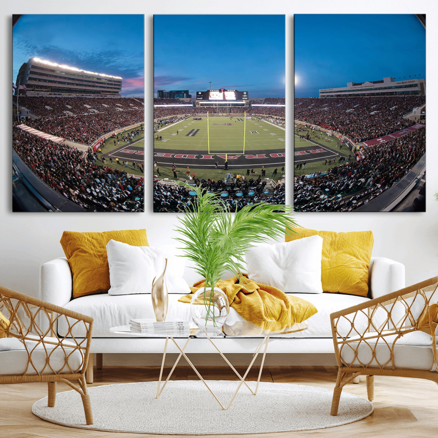 MGV-CV-60X30-3P - Texas Tech Red Raiders Canvas, Framed Football Team Print - Lubbock Jones AT&T Stadium Wall Art
