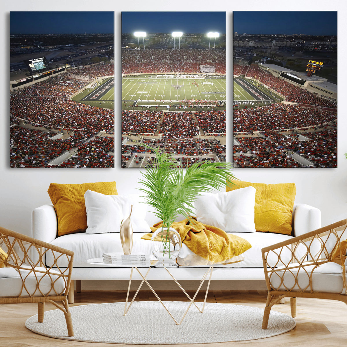 55763-MGV-CV-36X24 - Texas Tech Red Raiders Football Team Print, Lubbock Jones AT&T Stadium, Framed and Ready to Hang