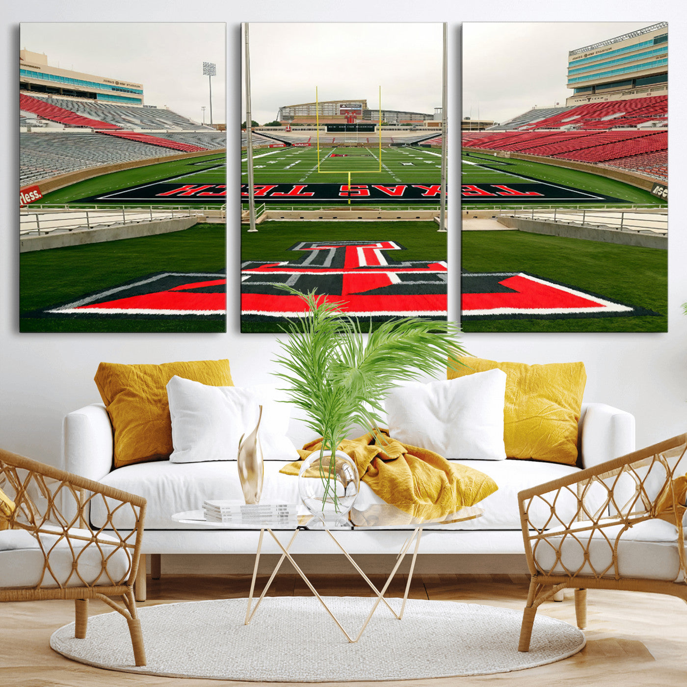 MGV-CV-60X30-3P - Texas Tech Red Raiders Football Team Print - Lubbock Jones AT&T Stadium Wall Art Canvas Print