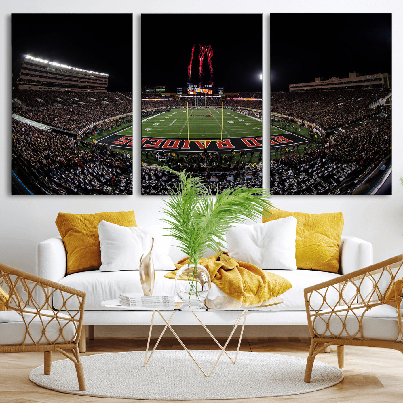 MGV-CV-60X30-3P - Framed Texas Tech Red Raiders Stadium Canvas, Texas Tech Red Raiders Football Team Print - Lubbock