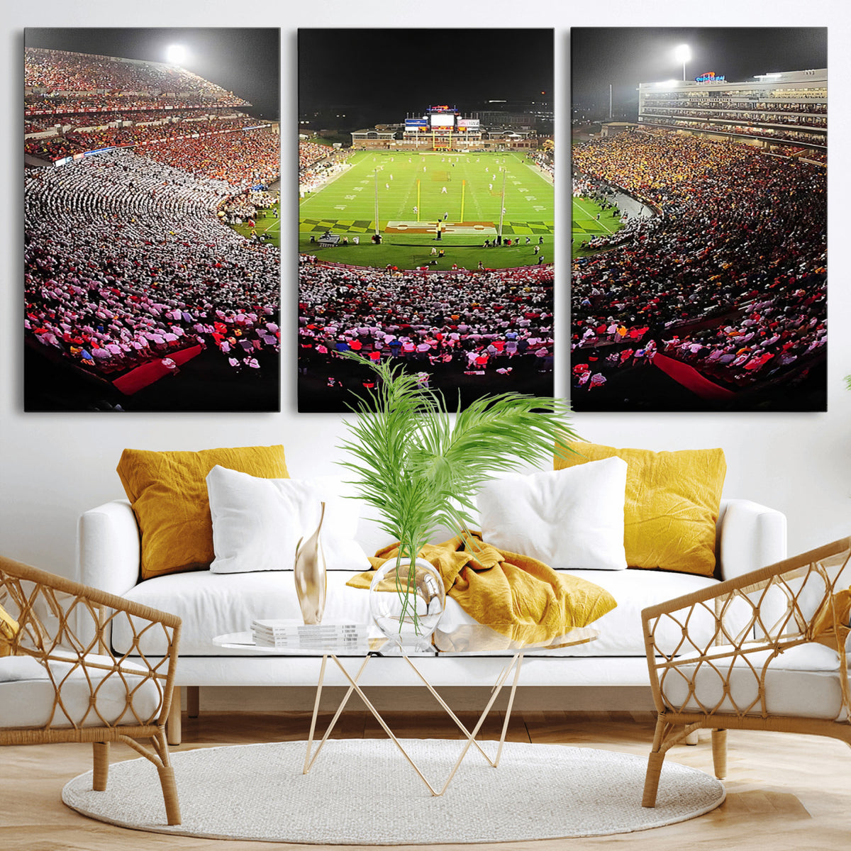 12091-PAN-FL-20X10 - University of Maryland Terrapins Football Team Print - College Park SECU Stadium Wall Art Canvas