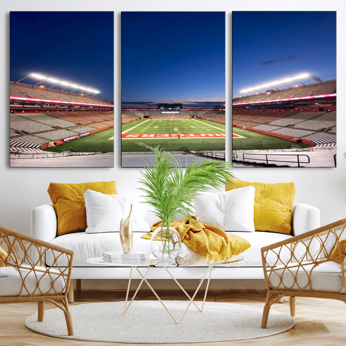 MGV-CV-60X30-3P - Rutgers Scarlet Knights Football Team Print - Piscataway SHI Stadium Wall Art Canvas Print