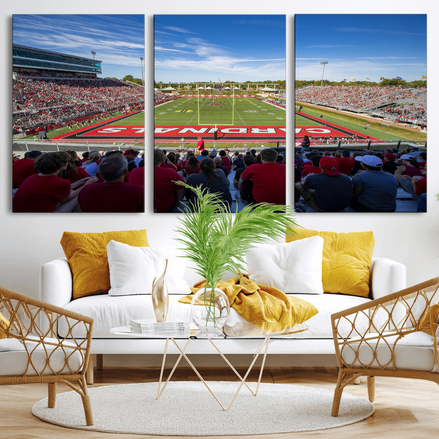MGV-CV-60X30-3P - Ball State Cardinals Football Team Print - Muncie Scheumann Stadium Wall Art Canvas Print