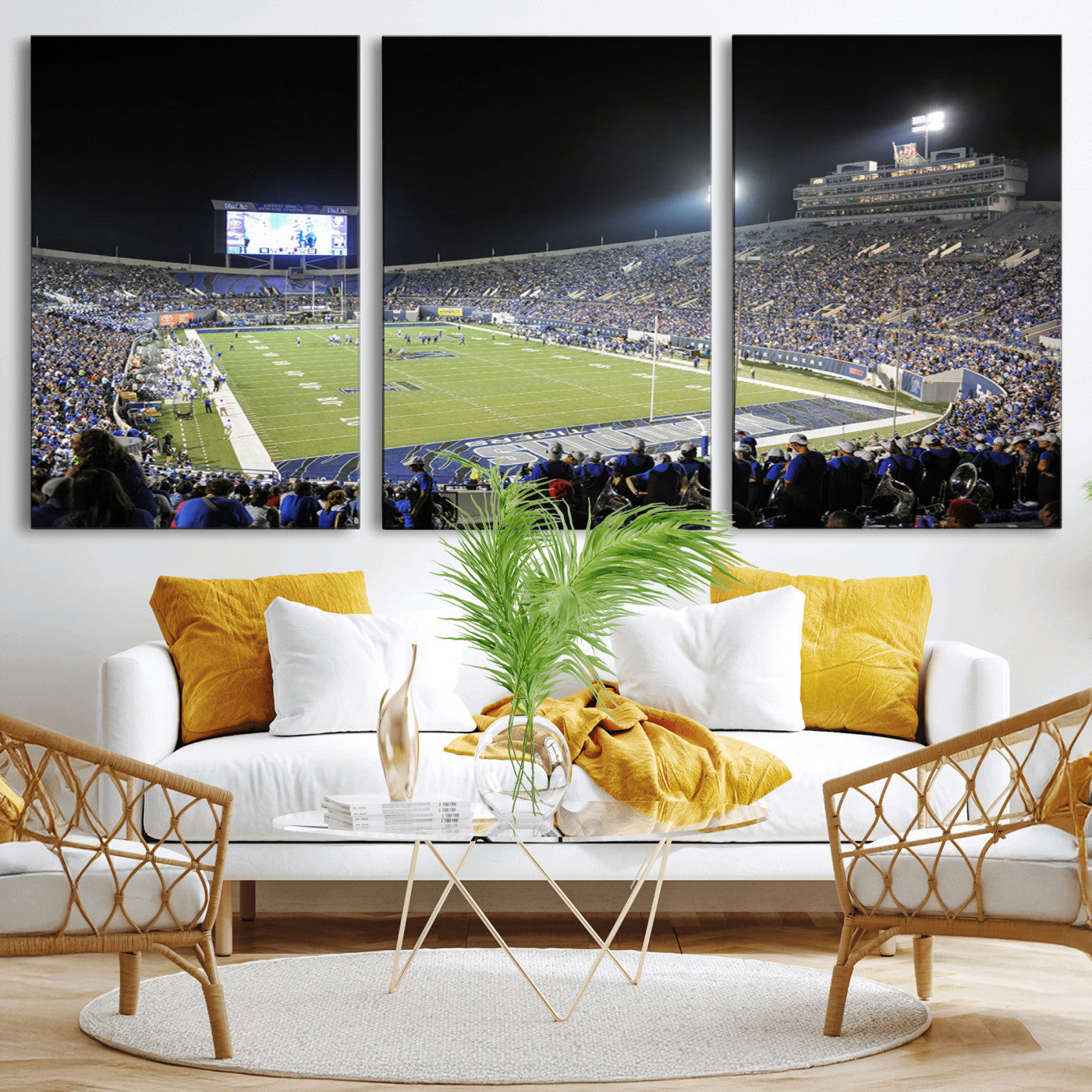 MGV-CV-60X30-3P - University of Memphis Tigers Football Team Print - Memphis Simmons Bank Liberty Stadium Wall Art