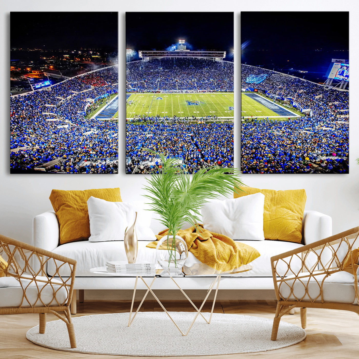 MGV-CV-60X30-3P - University of Memphis Tigers Football Team Print - Memphis Simmons Bank Liberty Stadium Wall Art