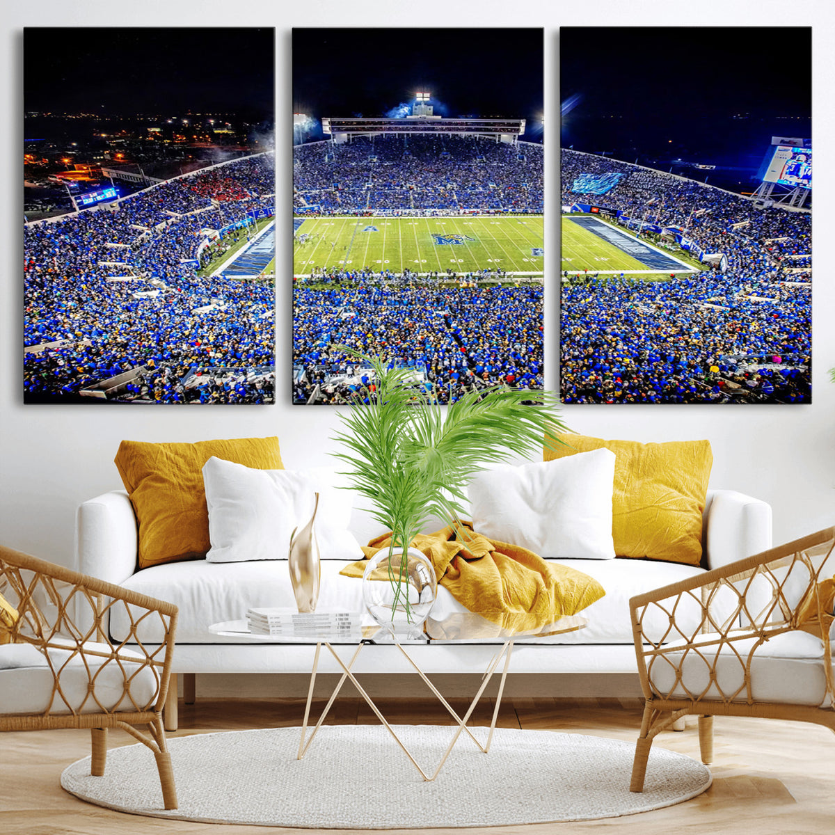 11665-PAN-FL-20X10 - University of Memphis Tigers Football Team Print - Memphis Simmons Bank Liberty Stadium Wall Art
