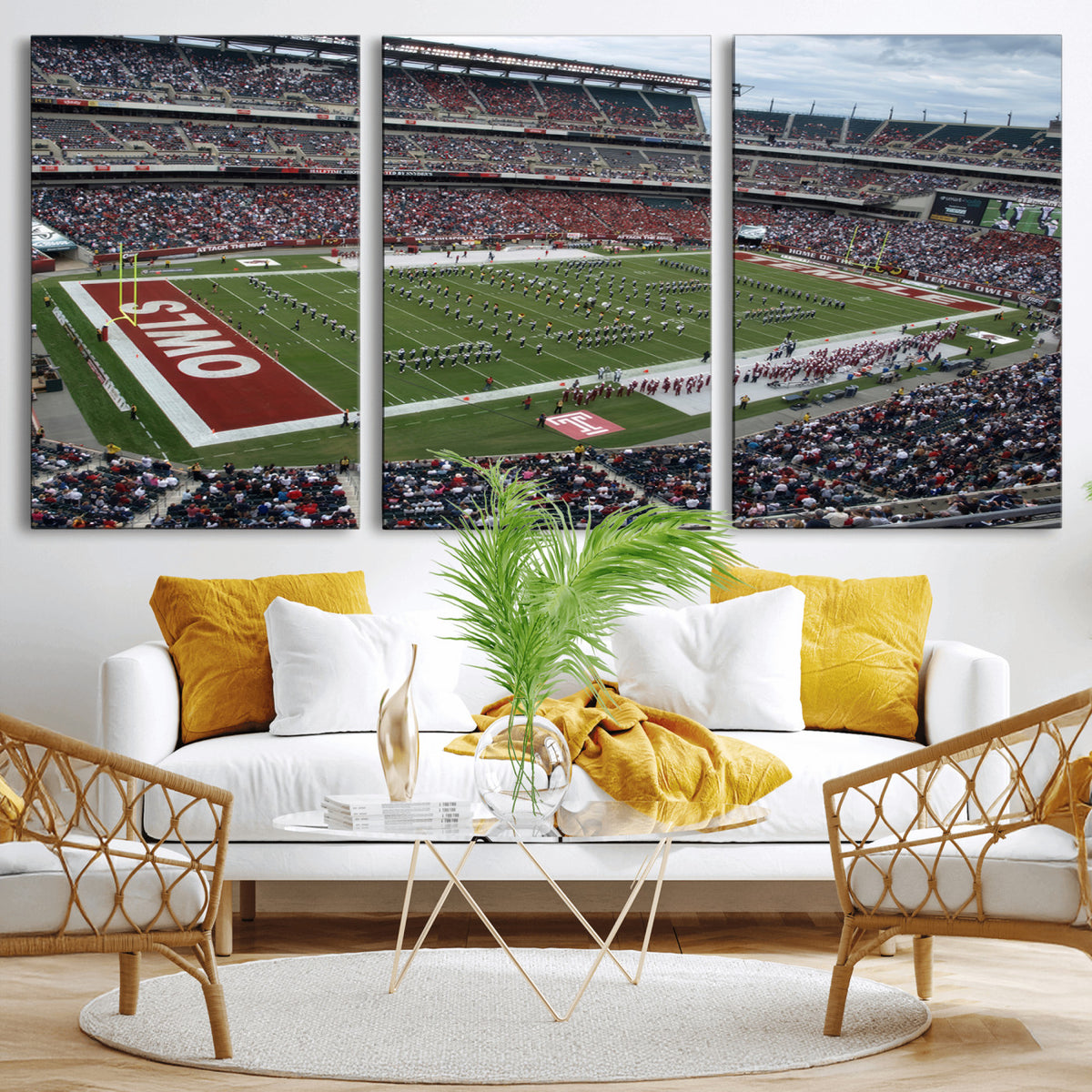15310-PAN-FL-20X10 - The Temple University Owls Athletics Team Print - Philadelphia Lincoln Financial Field Stadium Wall