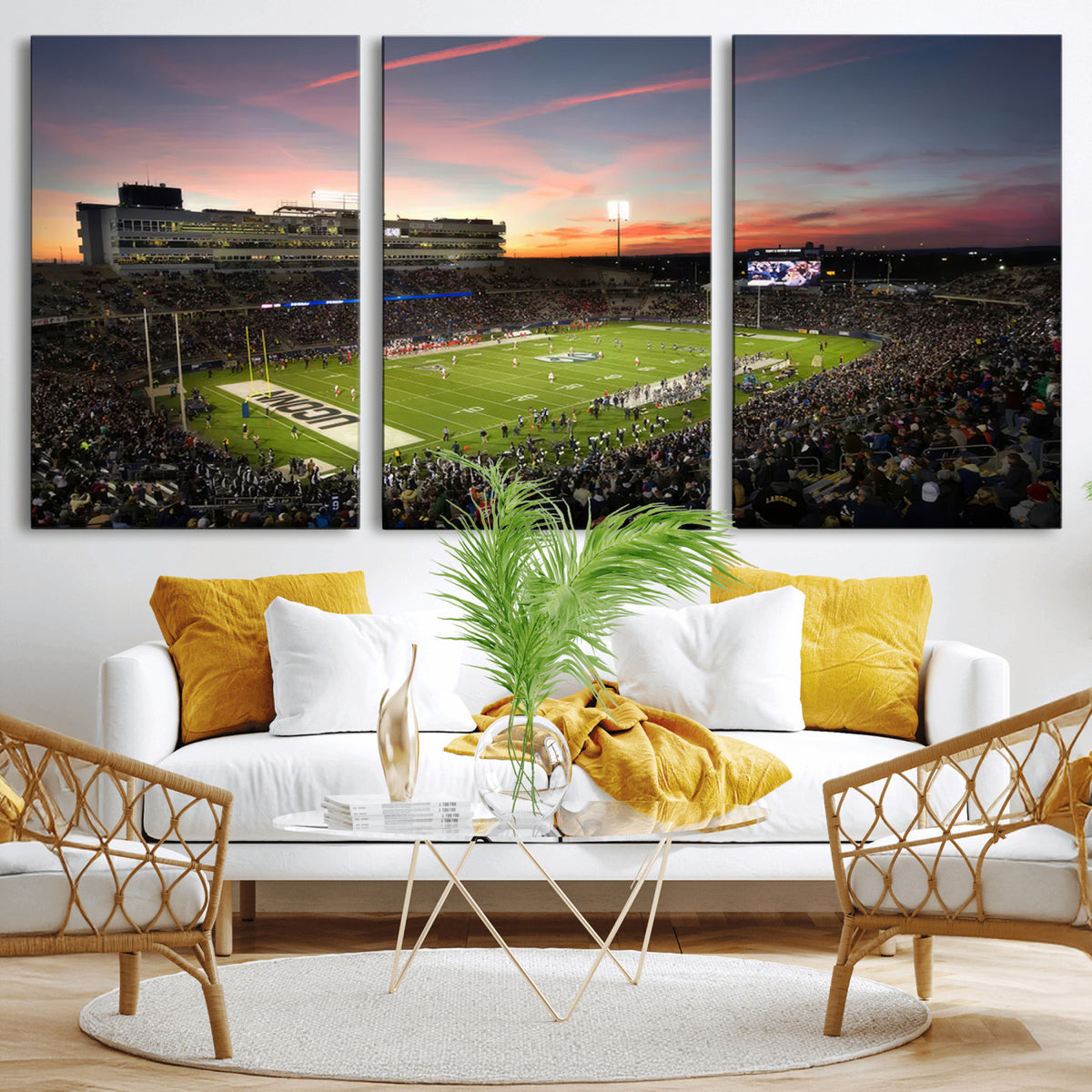 64416-MGV-CV-36X24 - The University of Connecticut UCONN Huskies Football Team Print, Framed and Ready to Hang