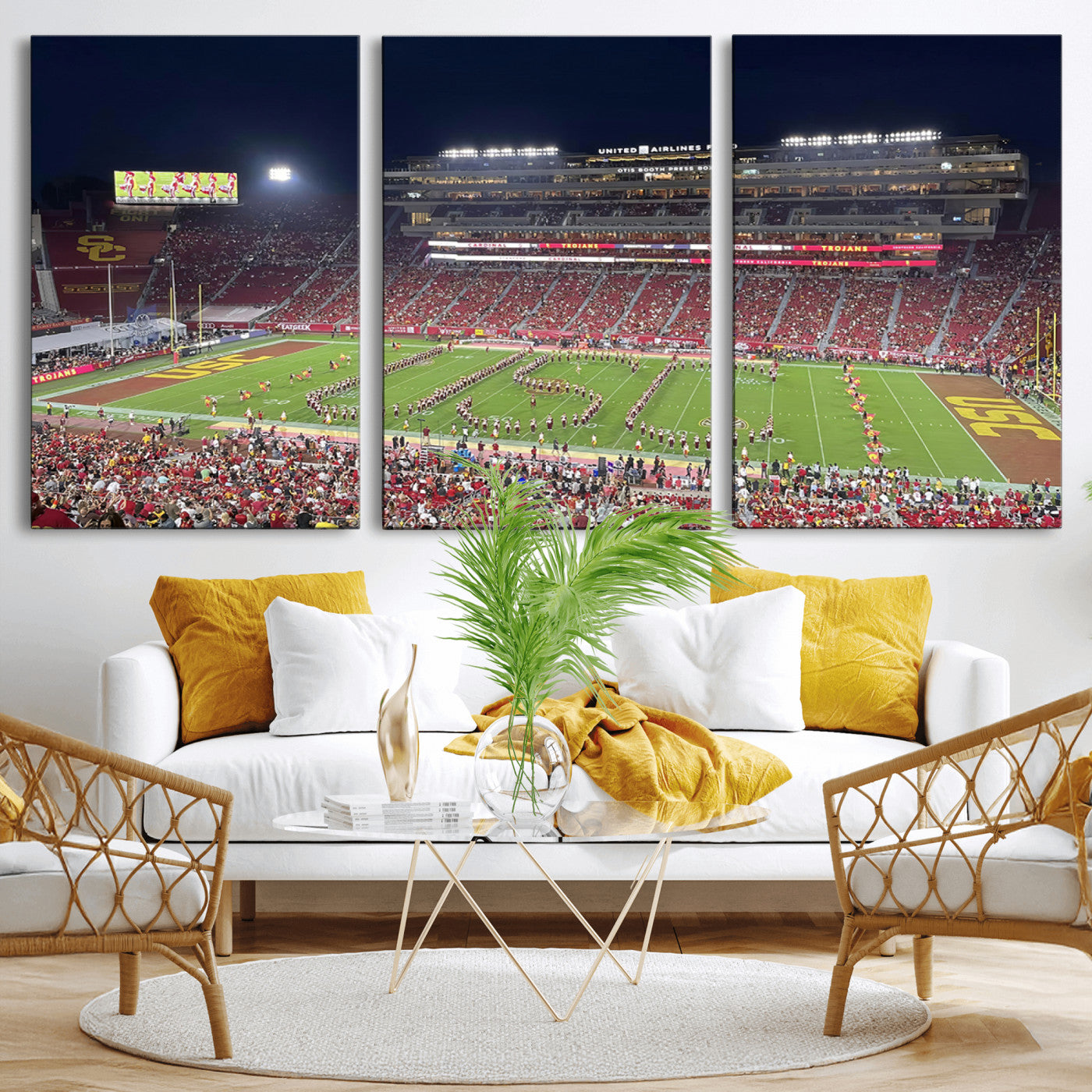 MGV-CV-60X30-3P - The University of Southern California USC Trojans Football Team Print - Los Angeles Memorial