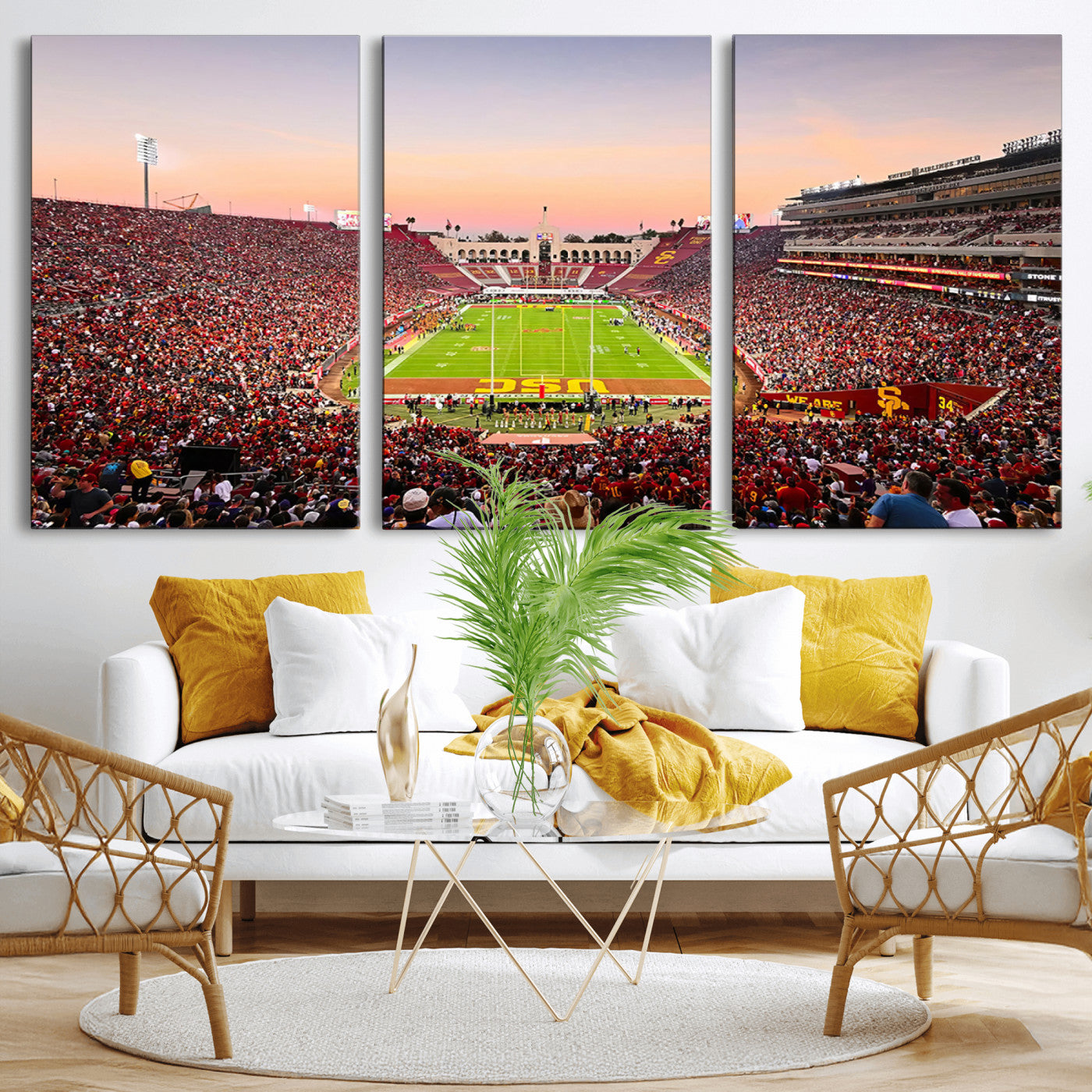 MGV-CV-60X30-3P - The University of Southern California USC Trojans Football Team Print - Los Angeles Memorial