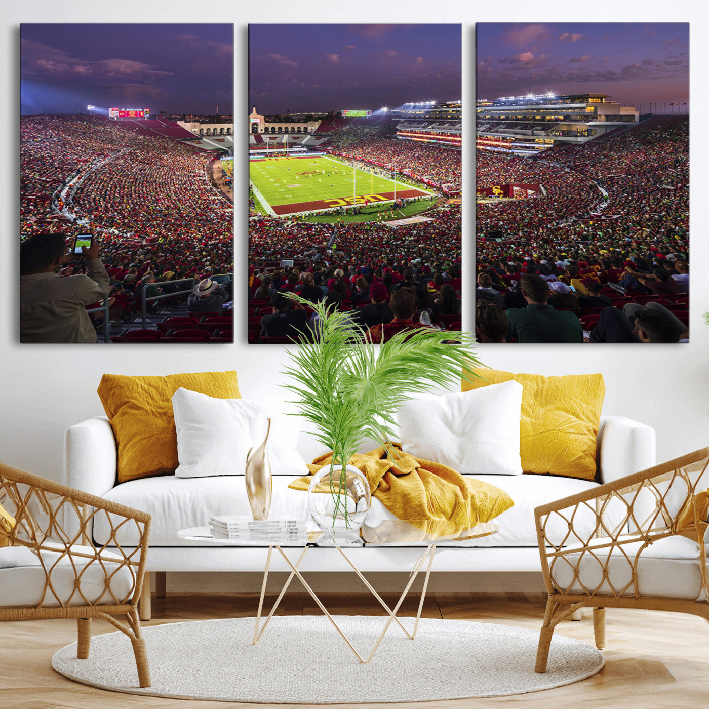 MGV-CV-60X30-3P - The University of Southern California USC Trojans Football Team Print - Los Angeles Memorial