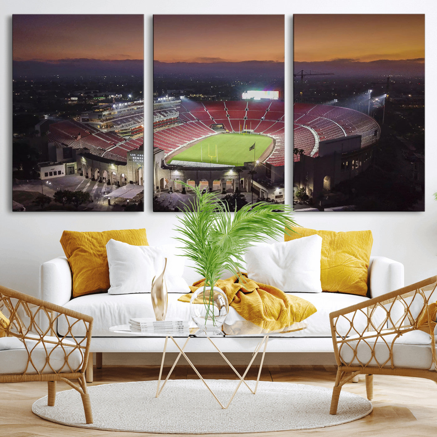 MGV-CV-60X30-3P - The University of Southern California USC Trojans Football Team Print - Los Angeles Memorial