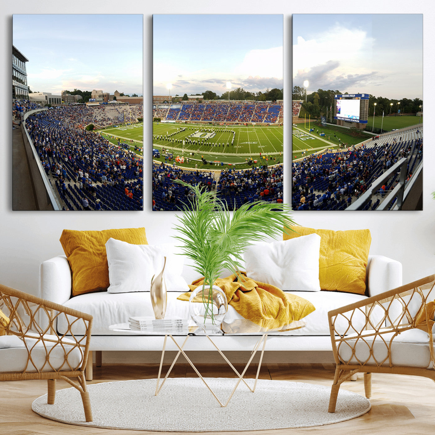 MGV-CV-60X30-3P - The Duke University Blue Devils Football Team Print - Durham Wallace Wade Stadium Wall Art Canvas