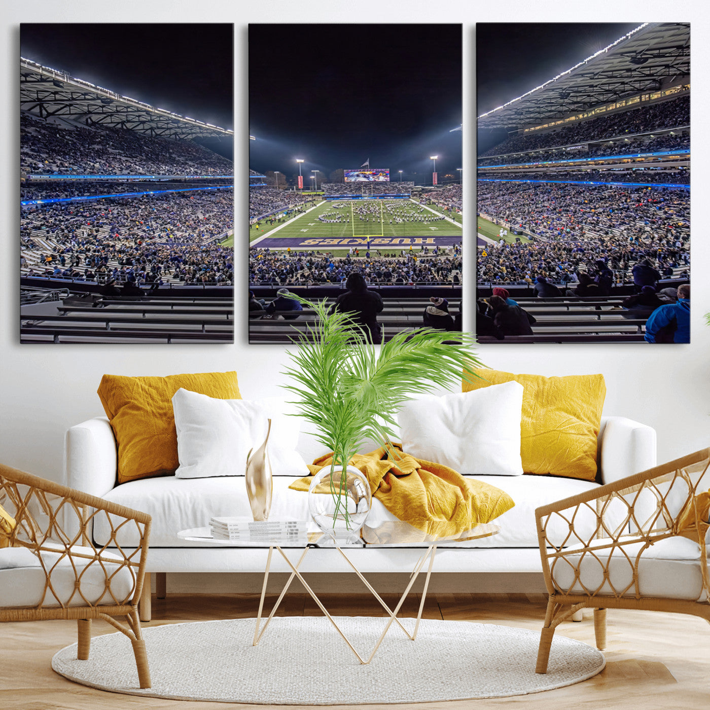 MGV-CV-60X30-3P - The University of Washington Huskies Football Team Print - Seattle Husky Stadium Wall Art Canvas