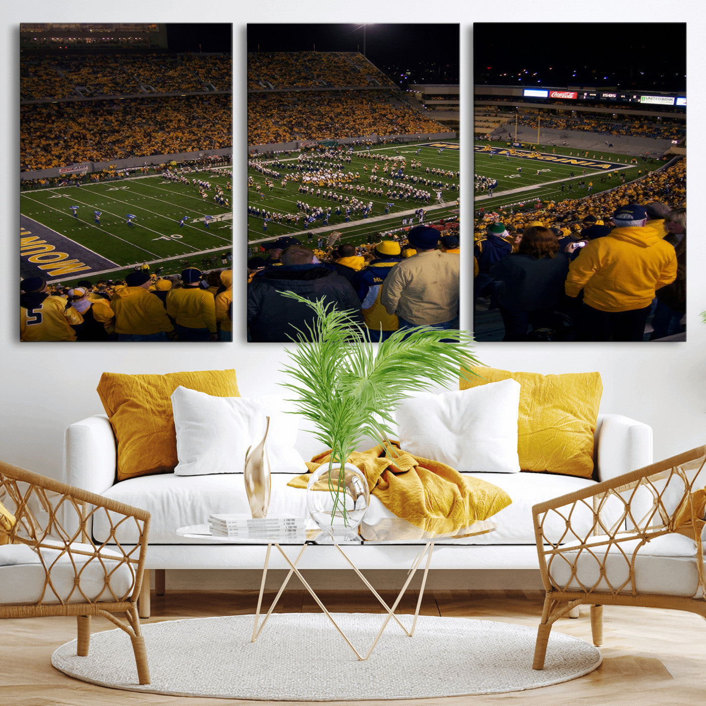 MGV-CV-60X30-3P - West Virginia Uni Mountaineers Football Team Print - Milan Puskar Stadium Canvas Print Wall Art,