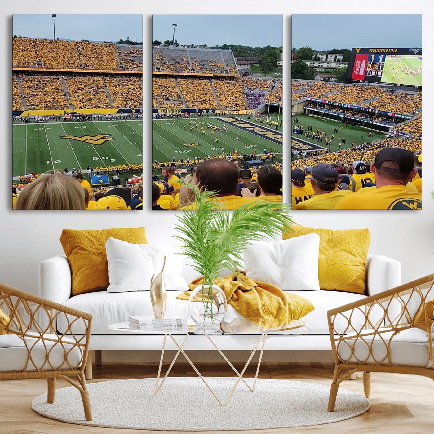 MGV-CV-60X30-3P - Puskar Stadium Canvas Print Wall Art - Morgantown Print - West Virginia University Mountaineers