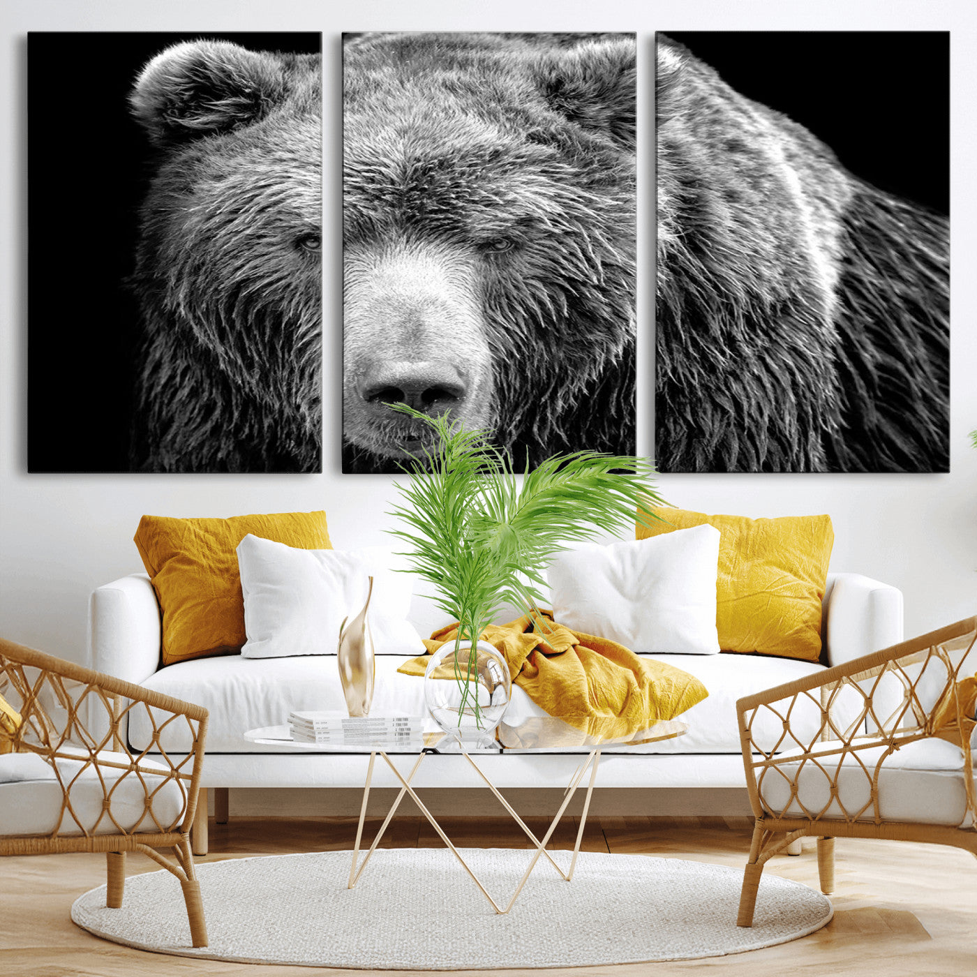 MGV-CV-60X30-3P - 399 Grizzly Bear Canvas Print | Ready to Hang Wall Art | Rustic Farmhouse & Cabin Decor | Wildlife