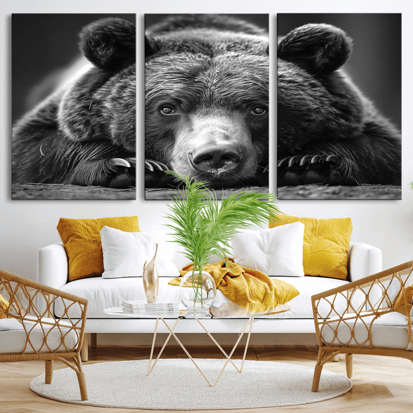 MGV-CV-60X30-3P - Resting Grizzly 399 Bear Canvas Print | Ready to Hang Wall Art | Rustic Cabin & Farmhouse Decor |