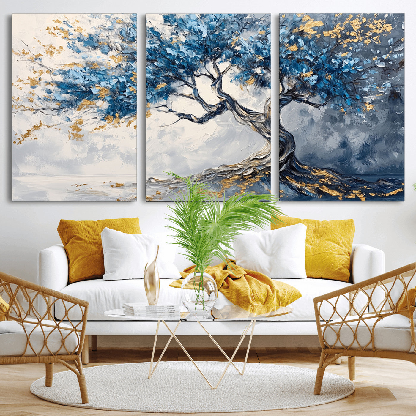MGV-CV-60X30-3P - Abstract Tree Painting Canvas Wall Art | Tree of Life Painting Wall Art Canvas Print
