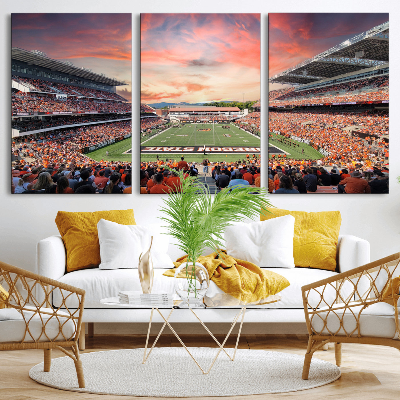 MGV-CV-60X30-3P - Oregon State Beavers Football Team Print - Corvallis Reser Stadium Wall Art Canvas Print