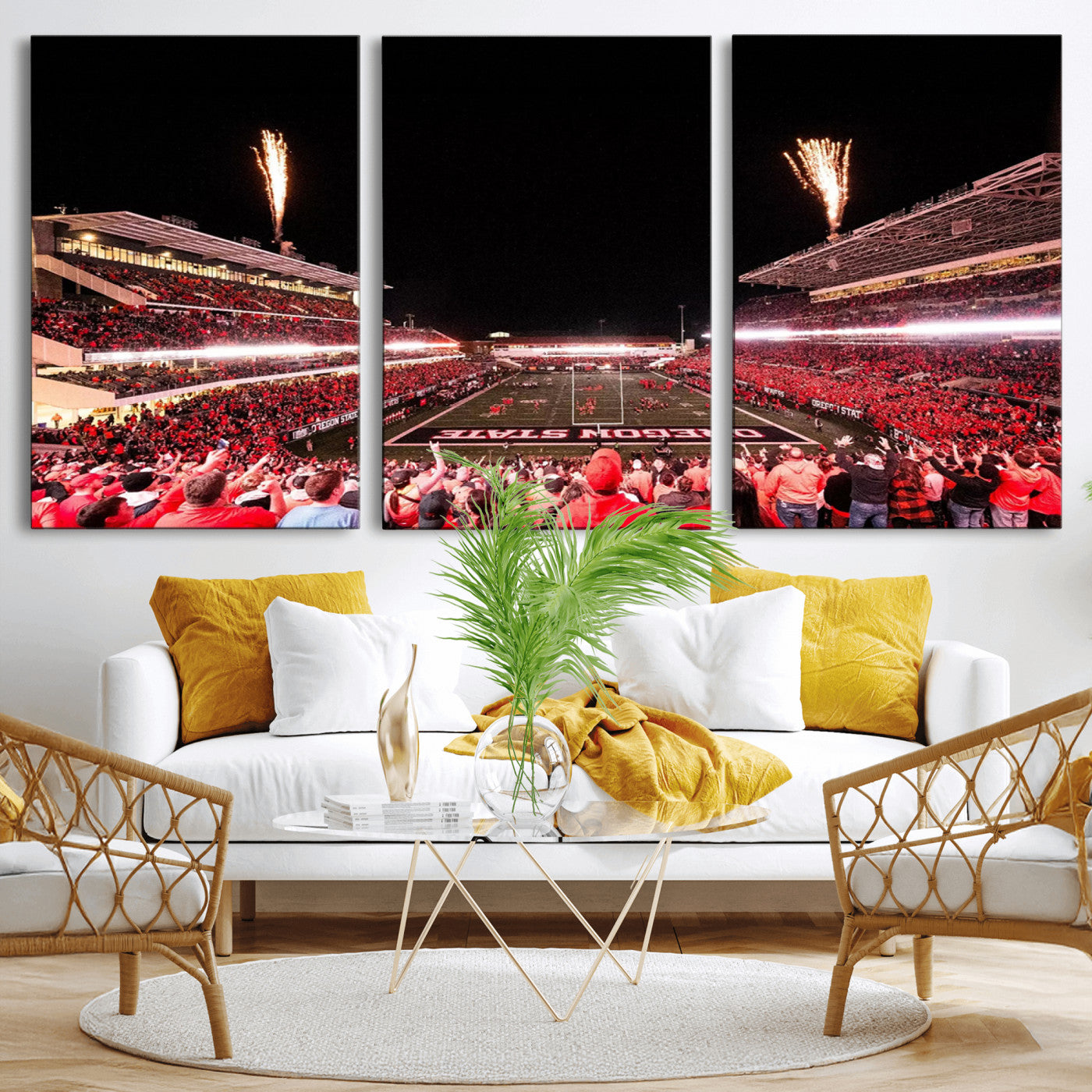 MGV-CV-60X30-3P - Oregon State Beavers Football Team Print - Corvallis Reser Stadium Wall Art Canvas Print