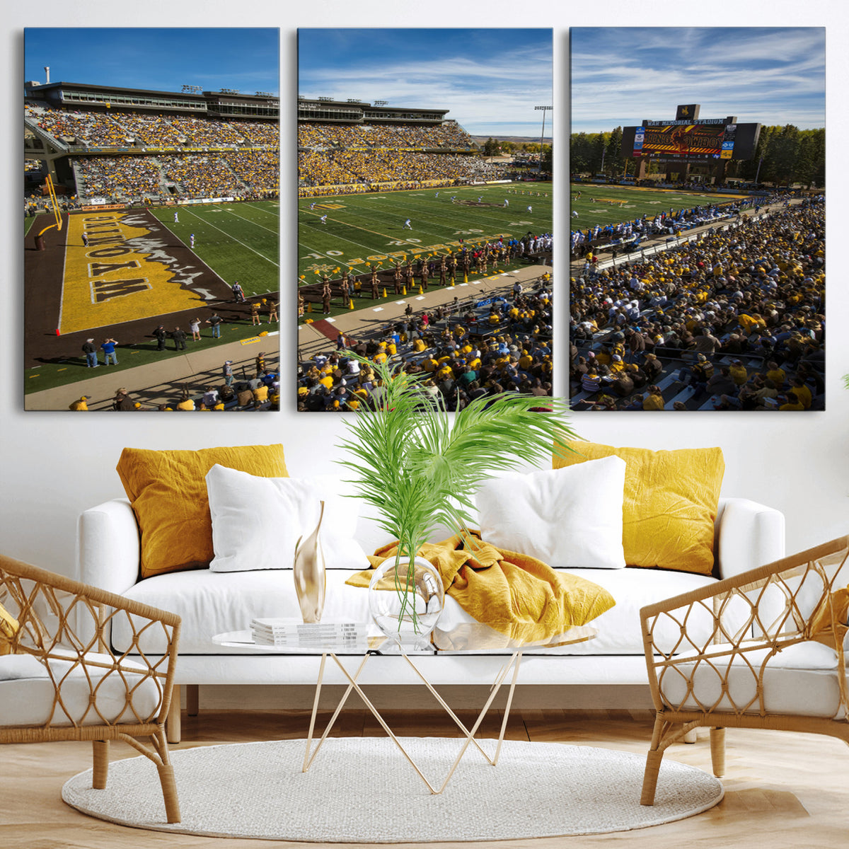 89846-MGV-CV-36X24 - University of Wyoming Cowboys Football Team Print, Laramie, Man Cave Wall Decor
