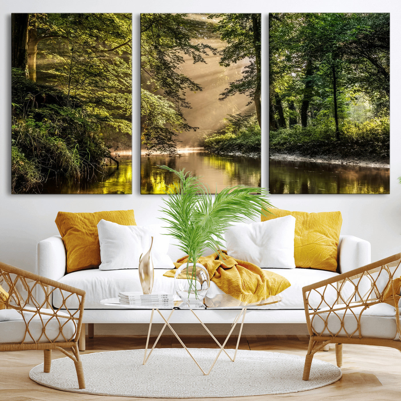 MGV-CV-60X30-3P - Forest Wall Art Print | River Landscape Wall Art | Perfect for Farmhouse Wall Decor, Cabin Wall Art