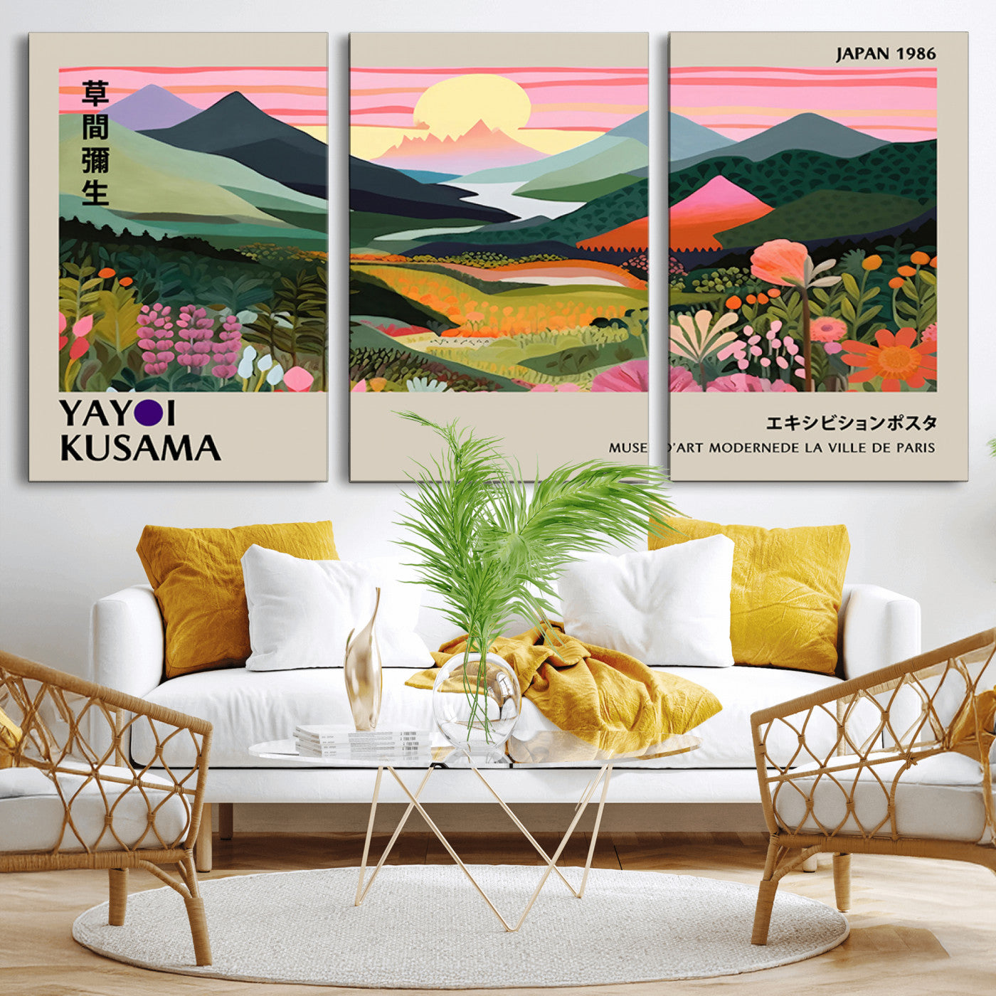 MGV-CV-60X30-3P - Yayoi Kusama 1986 Wall Art Print – Yayoi Kusama Wabi Sabi Japanese Wall Art Print - Vibrant Abstract