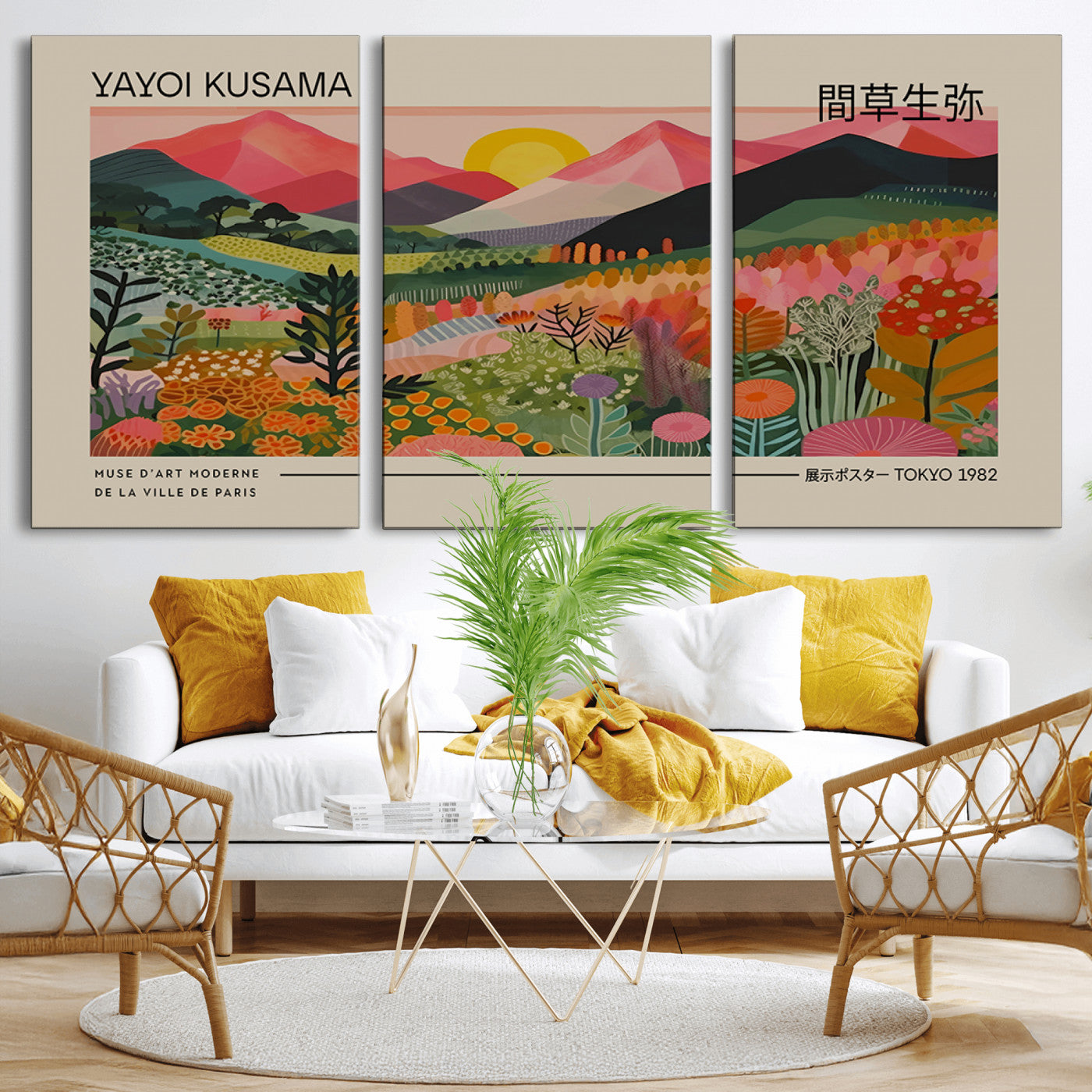 MGV-CV-60X30-3P - Yayoi Kusama 1986 Wall Art Print – Yayoi Kusama Wabi Sabi Japanese Wall Art Print - Vibrant Abstract