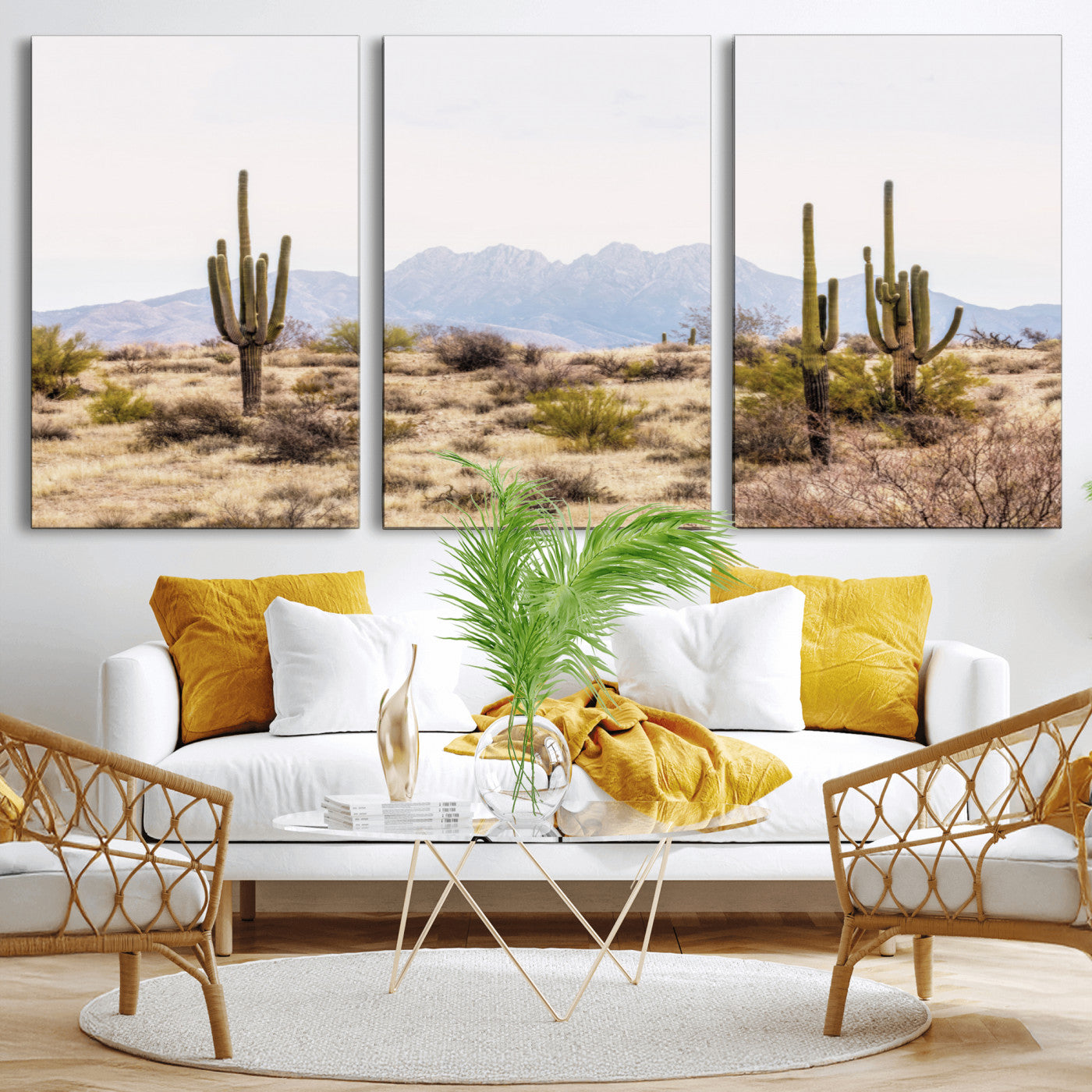 97436-MGV-CV-36X24-Arizona Desert Wall Art Print | Arizona Desert Canvas Print with Saguaro Cacti | Southwestern Landscape Wall Art | Framed Farmhouse Decor