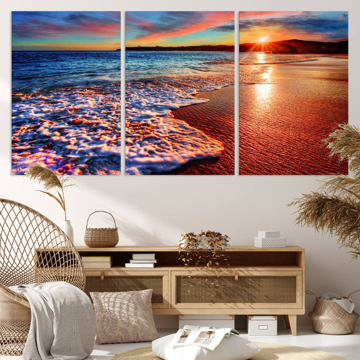 Hawaii Beach and Sunset Wall Art Canvas Print