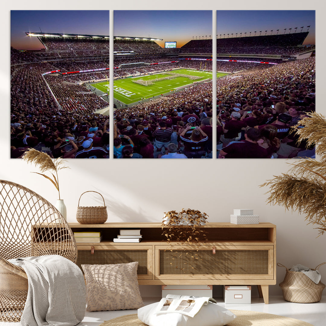 Texas A&M University Aggies Football Team Print - College Station Kyle Field Stadium Wall Art Canvas Print