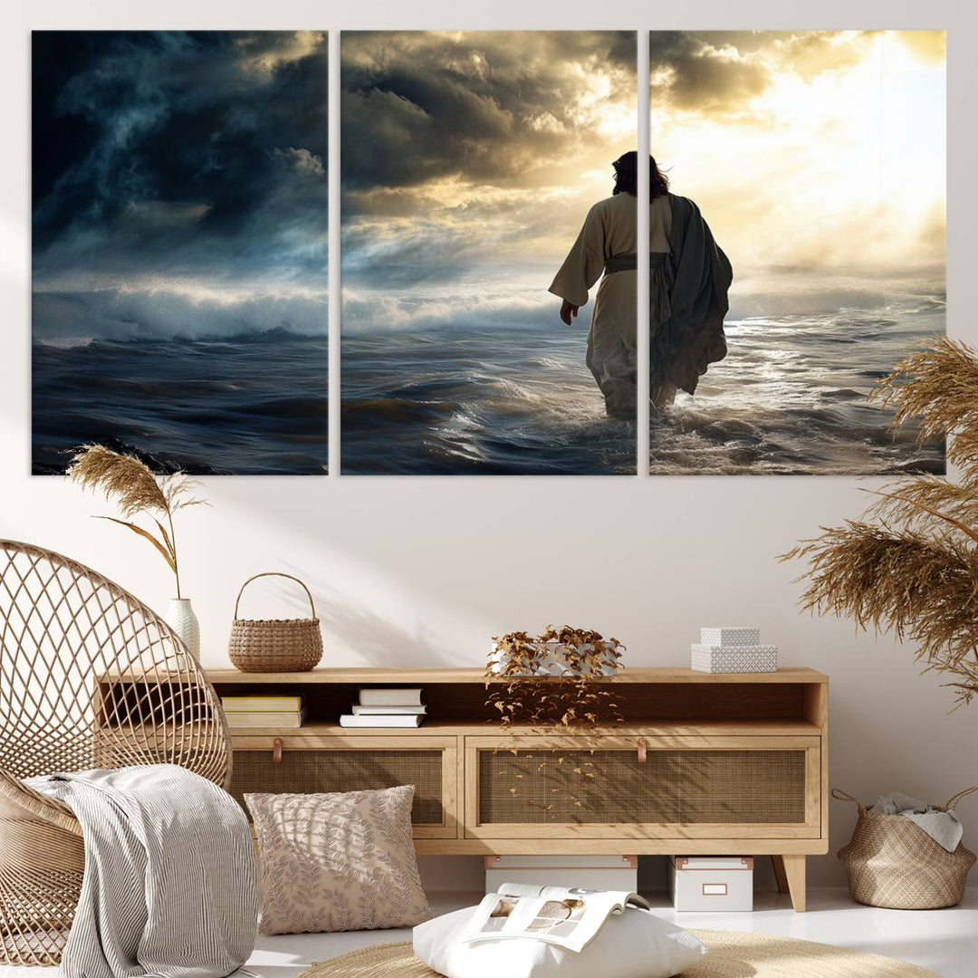 Jesus Walking on Water Wall Art | Canvas Print | Ready to Hang | Christian Home Decor | Spiritual Faith Wall Art | Inspirational Religious Wall Decor