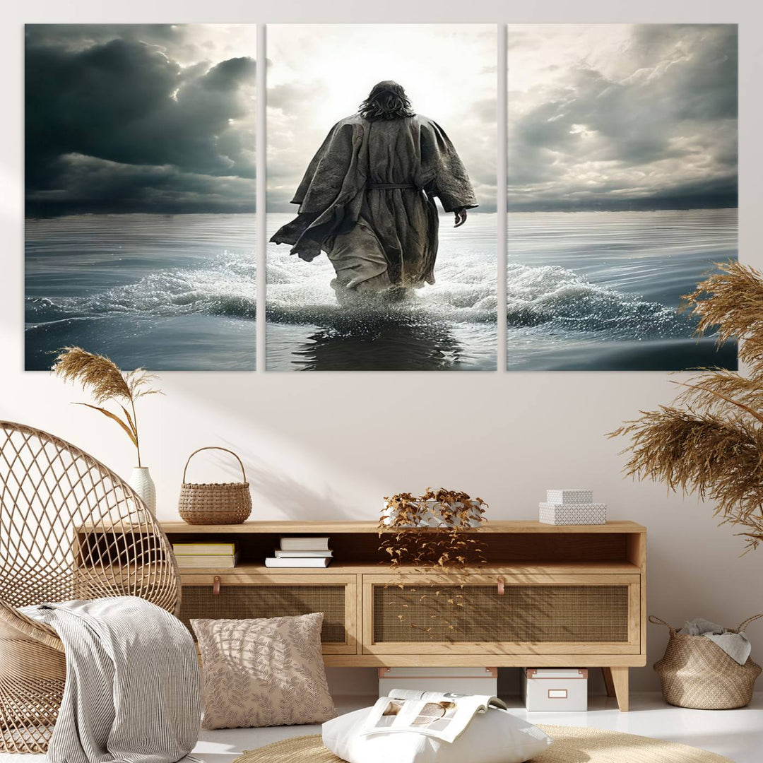 Jesus Walking on Water Wall Art | Canvas Print | Ready to Hang | Christian Home Decor | Spiritual Faith Wall Art | Inspirational Religious Wall Decor