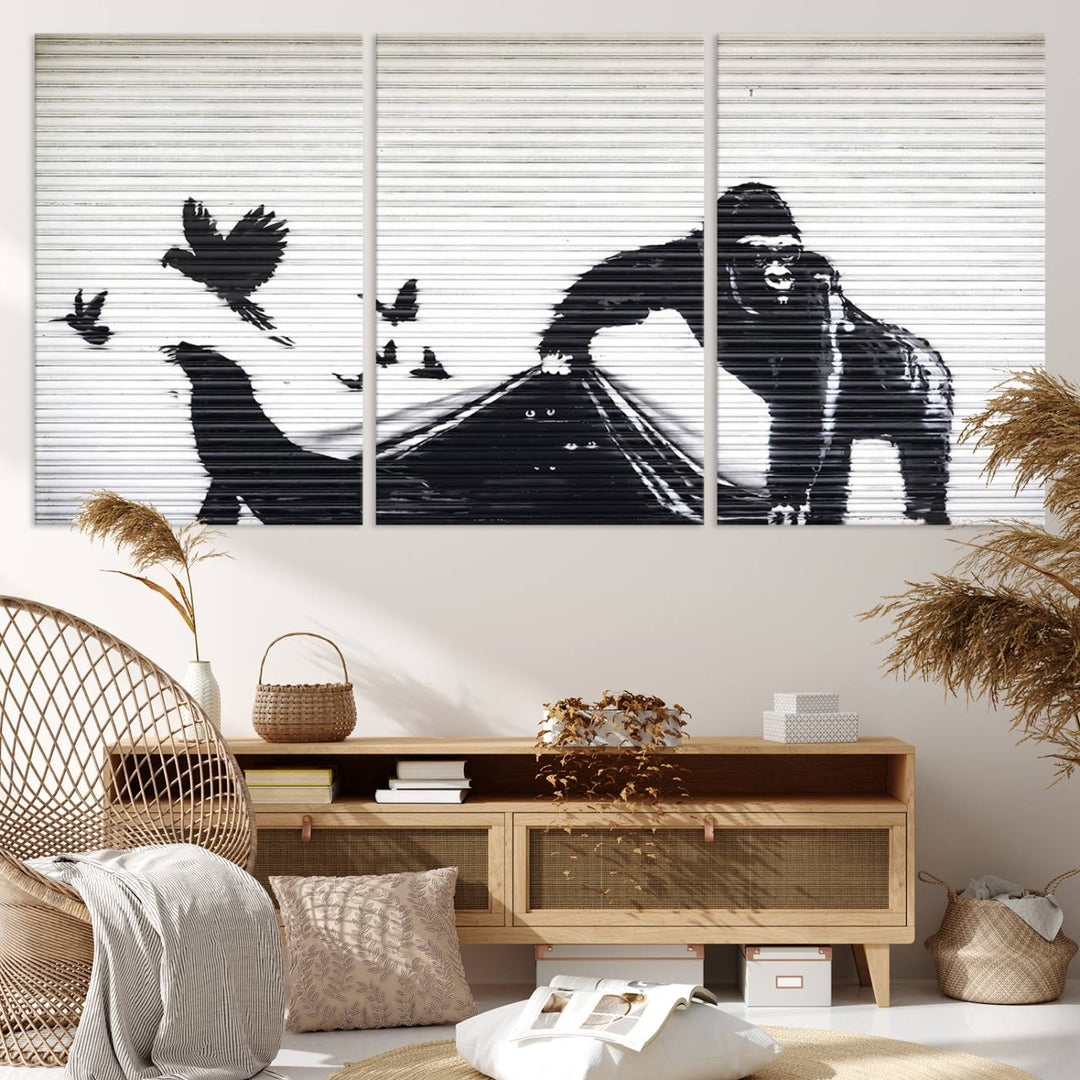 Banksy London Zoo Graffiti Wall Art Canvas Print