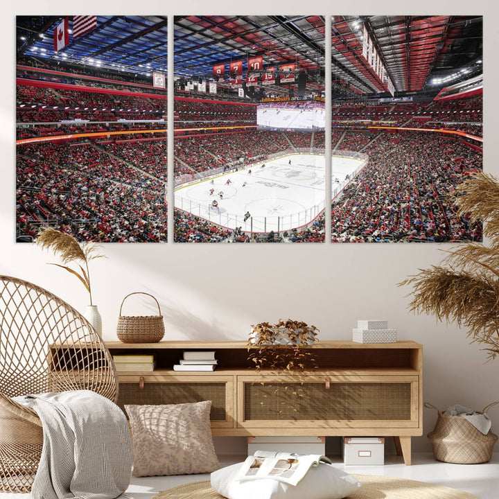 Barton Malow Little Caesars Arena Detroit Wall Art Canvas Print - Detroit Hockey and Basketball Stadium Print