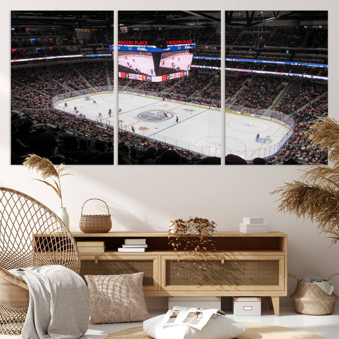 Rogers Place Edmonton Oilers Ice Hockey Stadium Wall Art Canvas Print