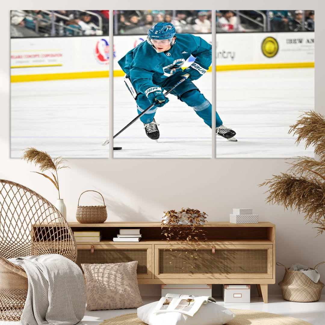 San Jose SharksIce Hockey Player Wall Art Canvas Print