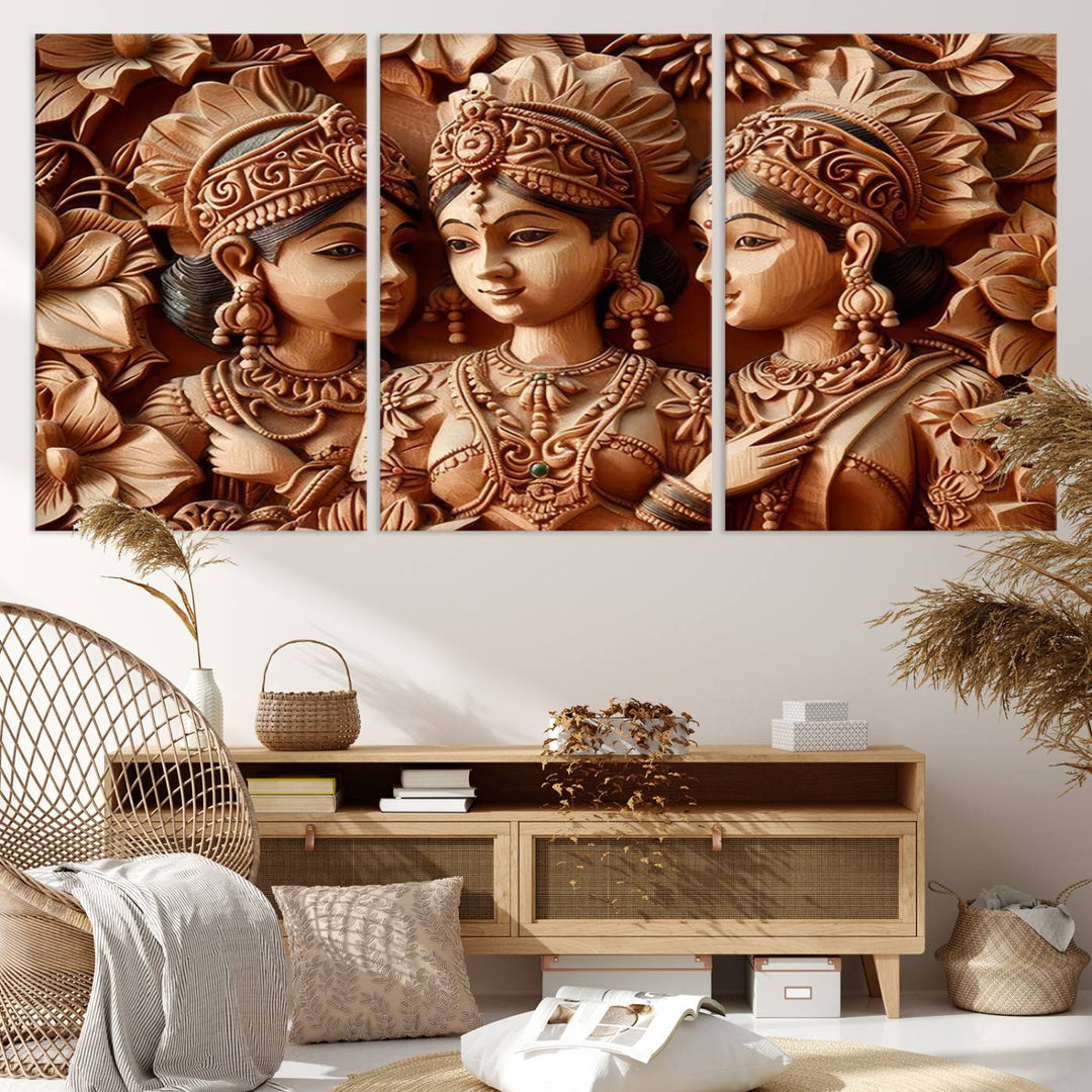 Indian Woman Statue Wall Art Canvas Print