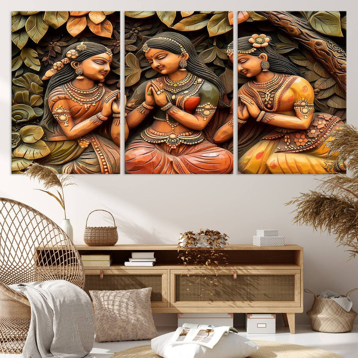 Indian Woman Statue Wall Art Canvas Print