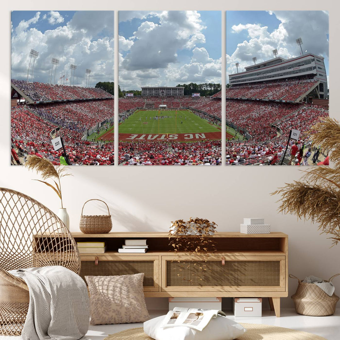 NC State Wolfpack Football Team Print - Raleigh Carter-Finley Stadium Wall Art Canvas Print