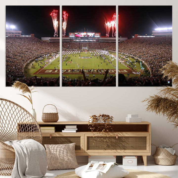 Florida State Seminoles Football Team Print - Tallahassee Doak Campbell Stadium Wall Art Canvas Print